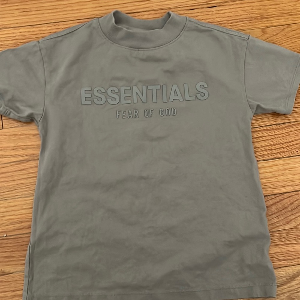 Fear of god essentials kids shirt 6/7 tan worn once